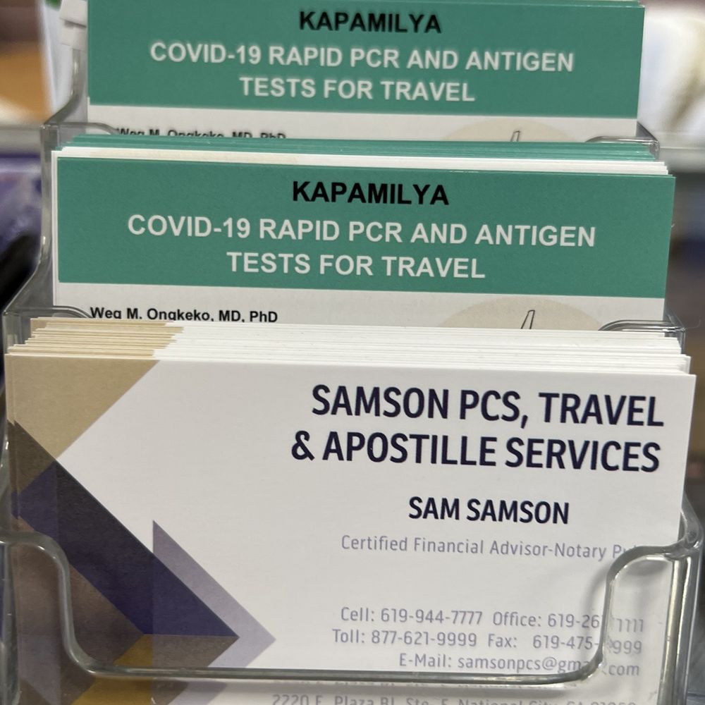 Samson Travel and Apostille Services located at 2220 E Plaza Blvd in National City, CA - a trusted local travel and document services provider